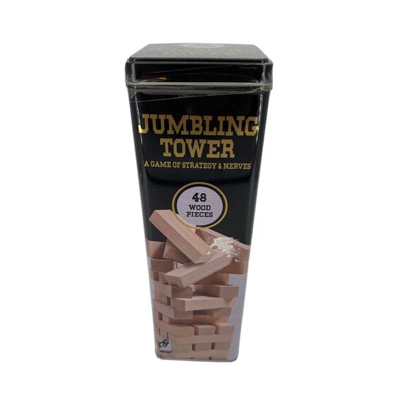 NEW Solid Wood Jumbling Tower Game In Tin by Cardinal Industries 48 Wood Pcs NIB - Picture 1 of 7
